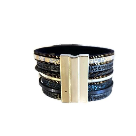 Hollow Tree of Life Inspirational Faux Pearl Women's PU Leather Bracelet - Picture 2 of 5